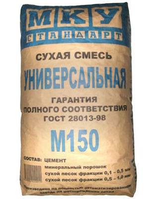 Пескобетон .Сухая смесь М-150, универсальная (МКУ) 40кг.
