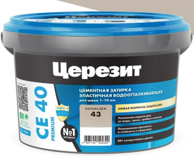 Затирка цементная Церезит CE 40 aquastatic 43 багамы бежевая 2 кг