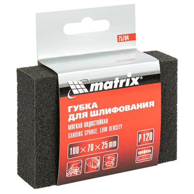 Губка для шлифования 100 х 70 х 25 мм, P 120 Matrix 75704