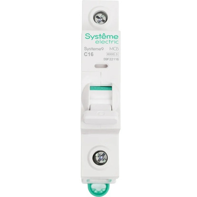 Автоматический выключатель "АВ" Systeme Electric Systeme9, хар-ка C, 16 A, 1 P, 6 kA, 230В S9F22116