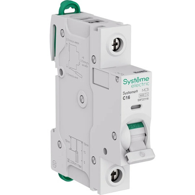 Автоматический выключатель "АВ" Systeme Electric Systeme9, хар-ка C, 16 A, 1 P, 6 kA, 230В S9F22116