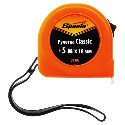 Рулетка Classic 5 м х 18 мм, пластиковый корпус Sparta 31303