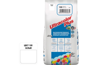 Затирка цементная MAPEI ULTRACOLOR PLUS № 100/2 кг (Белый)