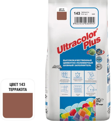 Затирка цементная MAPEI ULTRACOLOR PLUS № 143/2 кг (Терракоттовый)