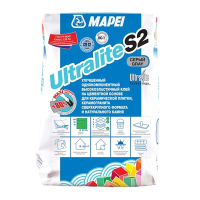 Клей плиточный MAPEI ULTRALITE S2 серый 15 кг.
