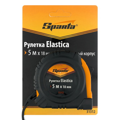 Рулетка Elastica 5 м х 18 мм, обрезиненный корпус Sparta 31312