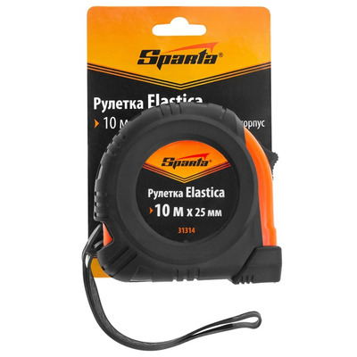 Рулетка Elastica,10 м х 25 мм обрезиненный корпус Sparta 31314