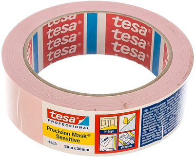 Лента клейкая (скотч) для деликатных поверхностей Tesa 30мм х 50м (розовая)
