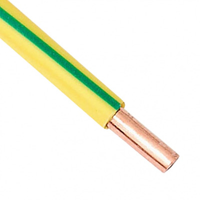 Провод медный ПВ-1 (ПуВ) 6 кв.мм одножильный желто-зеленый