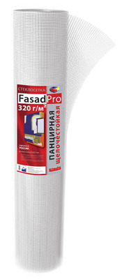 Сетка стеклотканевая для фасадных работ FASADPro 320 1 м х 25 м 