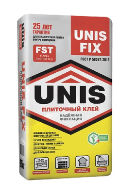 UNIS FIX Плиточный клей для укладки керамической, кафельной и мозаичной плитки 25 кг.