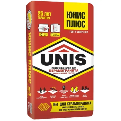 Клей плиточный ЮНИС ПЛЮС 25 кг